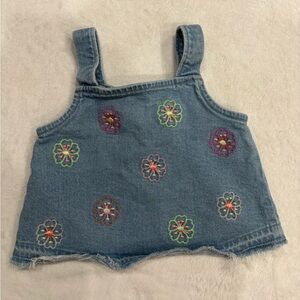 Denim Flower Print Top